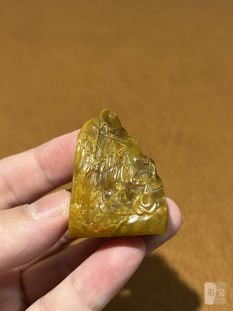 清 田黄林清卿薄意雕人物章 - 图7